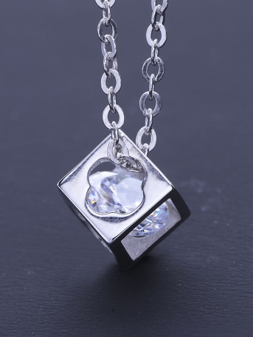 One Silver Women Square Necklace 0