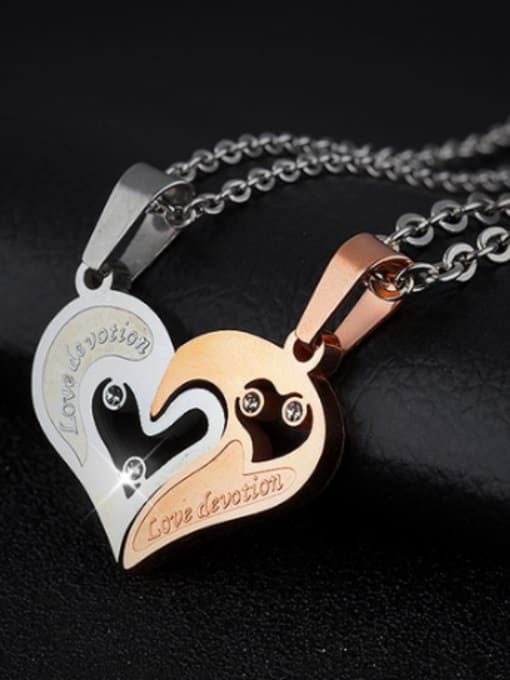 rose gold white Fashion Personalized Combined Heart-shaped Titanium Lovers Necklace