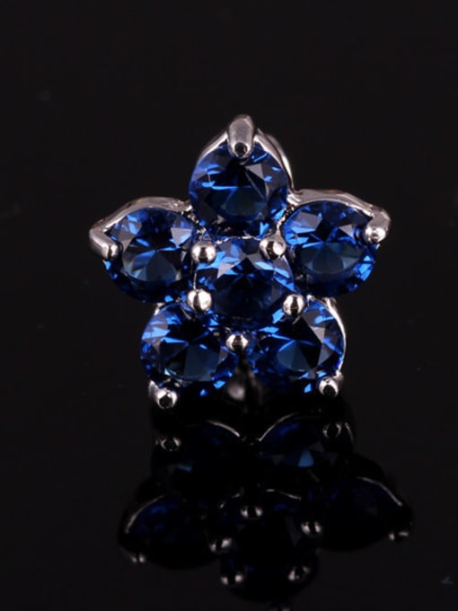 Blue Flower AAA class zirconium colorful classic Elegant Stud Cluster earring