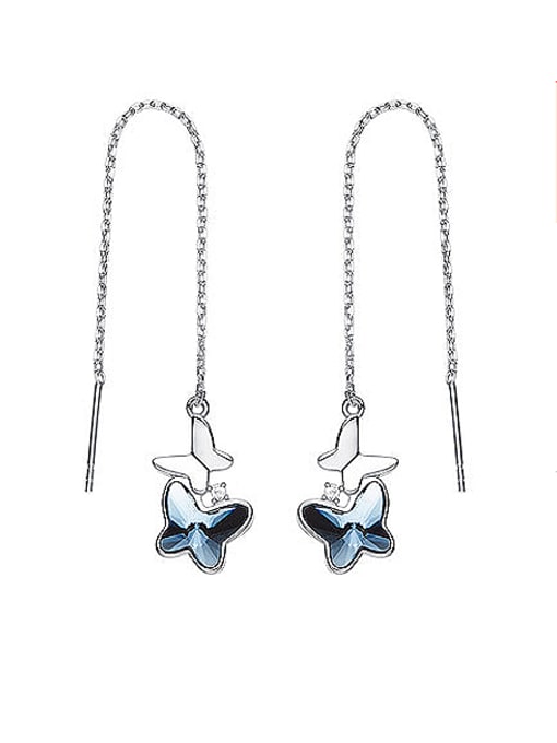 Blue Butterfly Shaped Tassel threader earring
