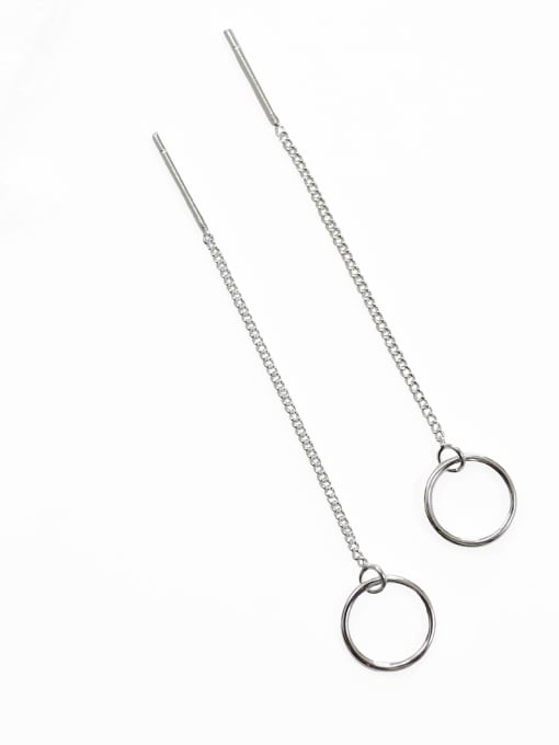 DAKA 925 Sterling Silver With Silver Plated Simplistic round Threader Earrings 0