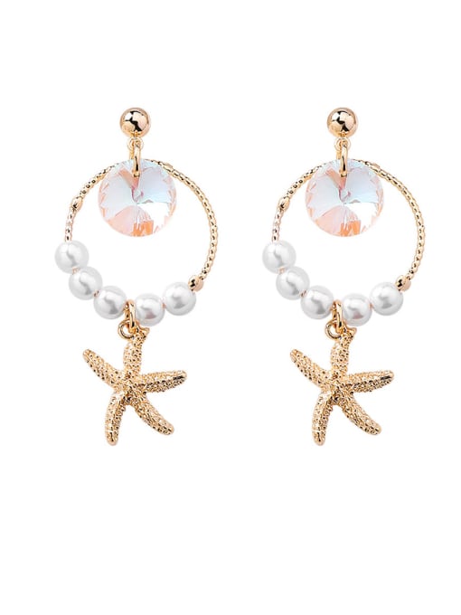Girlhood Alloy With Gold Plated Fashion Sea Star  Drop Earrings
