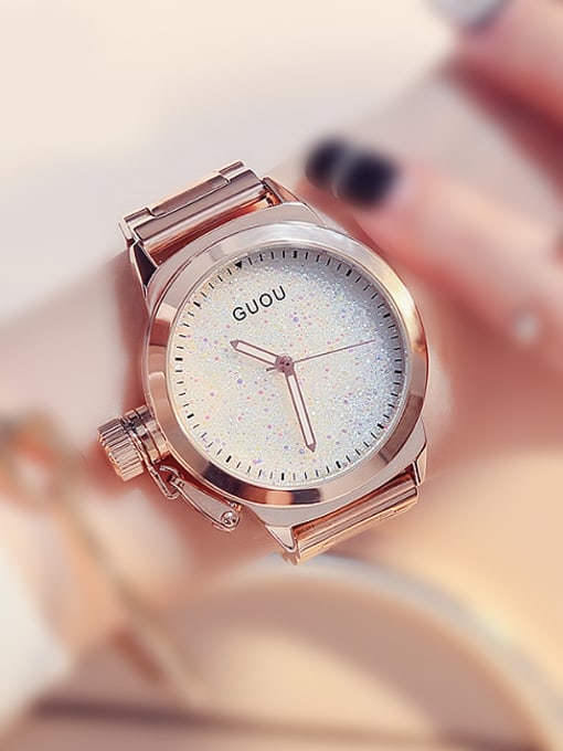 White GUOU Brand Fashion Shiny Numberless Watch