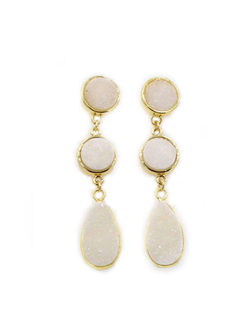 Tess Fashion Round Water Drop shaped Natural White Crystals Earrings 0