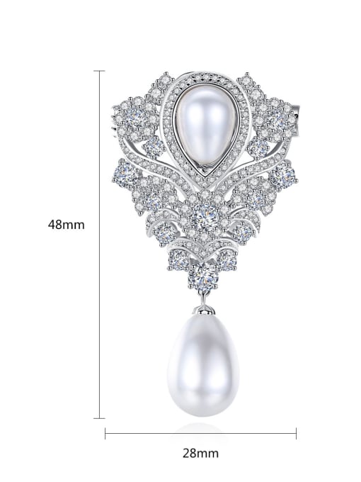 BLING SU Popular AAA zircon pearl flower breastplate gift 3