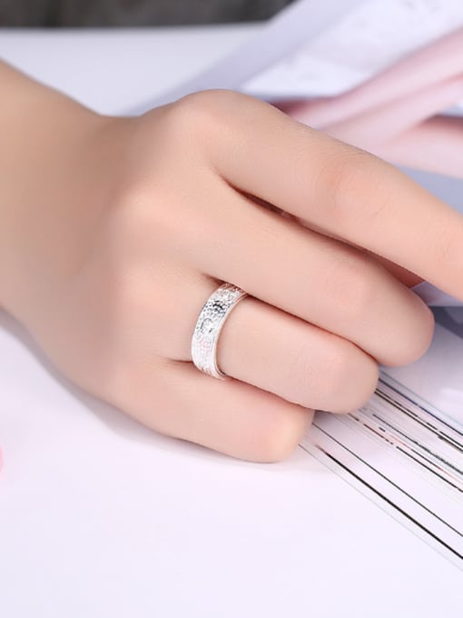 OUXI Simple Silver Plated Opening Ring 1