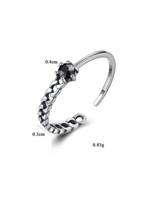 CCUI Sterling Silver asymmetric black zircon free size rings 3