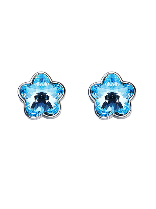 Blue Flower-shaped austrian Crystal stud Earring