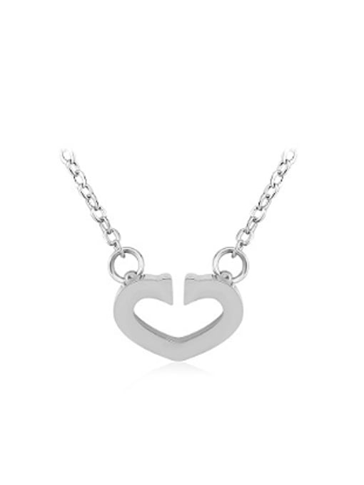 Platinum Simple Opening Hollow Heart shaped Necklace