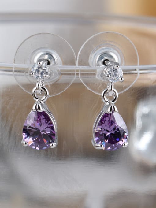 Purple Water Drops Zircon Fashion And Multipurpose stud Earring