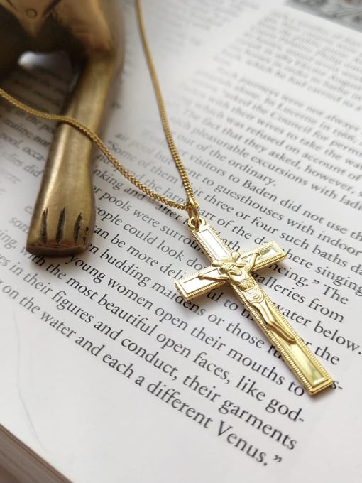 Boomer Cat Pure silver gold plated cross Jesus Necklace 2