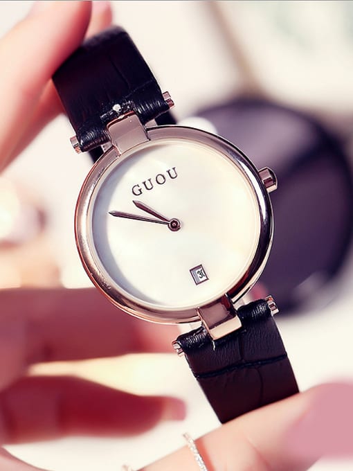 Black & White GUOU Brand Simple Numberless Watch