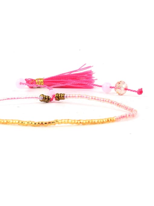 HB562-F Adjustable Bohemia Handmade Woven Tassel  Bracelet