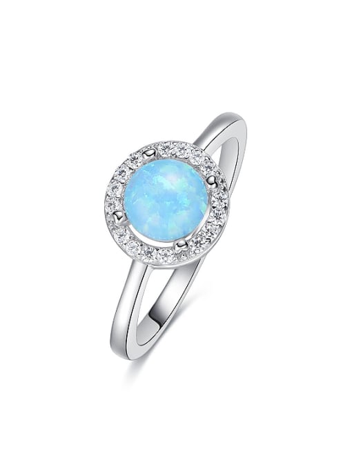 Blue Fashion Opal stone Tiny Zirconias 925 Silver Ring
