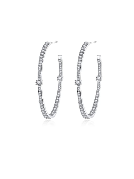 BLING SU Copper With Platinum Plated Simplistic Round Hoop Earrings 0
