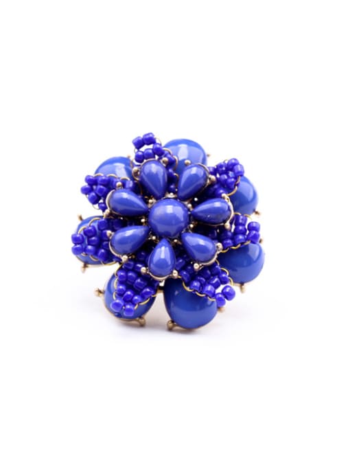 Blue Beautiful Flower Shaped Alloy Ring