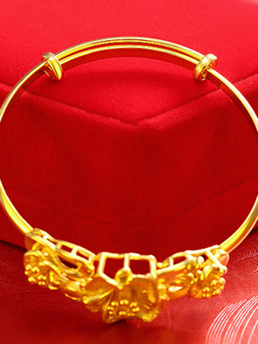 XP Copper Alloy 24K Gold Plated Classical Flower Bangle 2