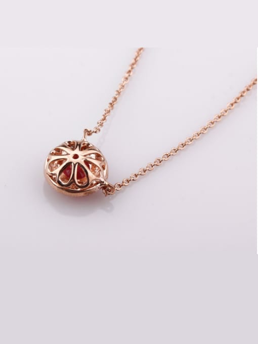 OUXI Fashion All-match Rose Gold Round Shaped CZ Necklace 1