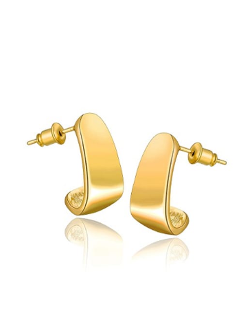 Gold Simple Geometrical Women Stud Earrings