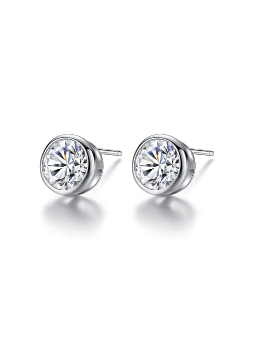CCUI Sterling silver with 3A zircon minimalist round earring 0