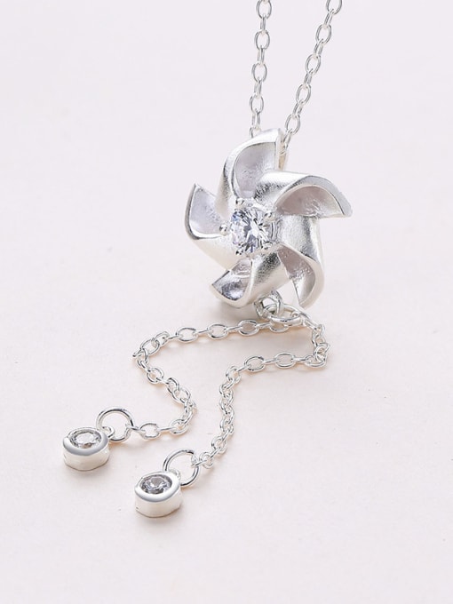 One Silver S925 Silver Windmill Necklace 2