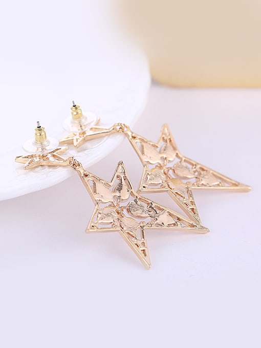 Wei Jia Exaggerated Irregular Star Opal stones Alloy Drop Earrings 1