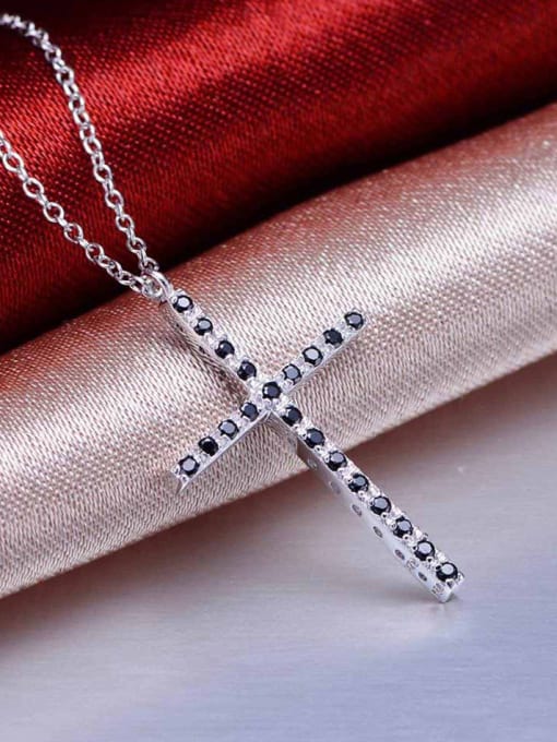 One Silver 925 Silver Cross Zircon Pendant
