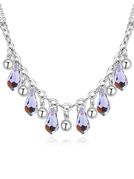 purple Fashion Water Drop austrian Crystals Little Beads Alloy Necklace