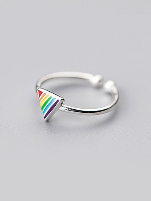 Rosh Adjustable Multi-color Triangle Shaped S925 Silver Enamel Ring 0