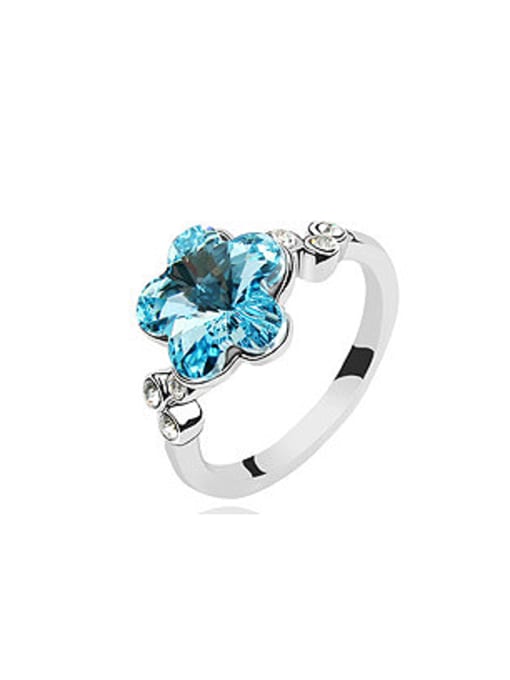 blue Simple Flowery austrian Crystal Alloy Ring