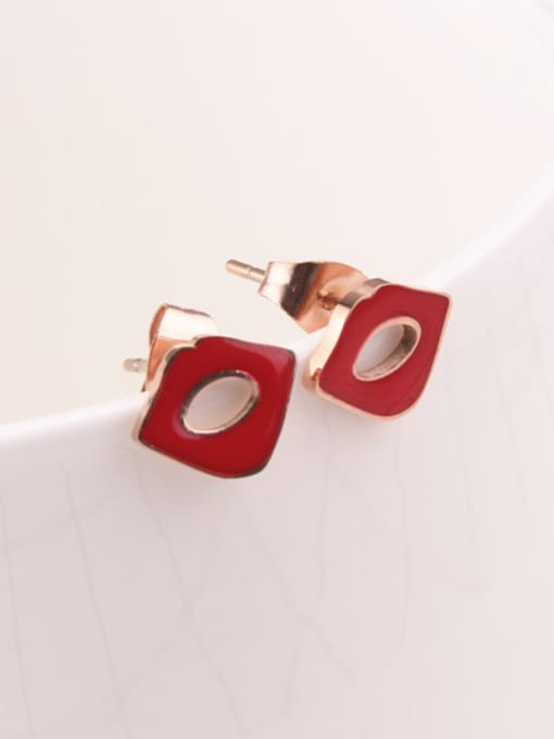 GROSE Red Enamel Fashion Stud Earrings 1