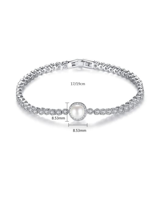 BLING SU AAA zircon inlay imitation pearl simple bracelet 3