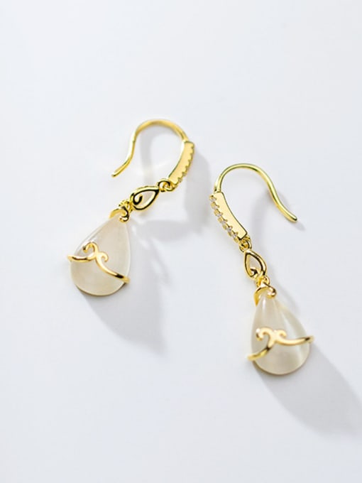 Rosh 925 Sterling Silver With Gold Plated Simplistic Water Drop Hook Earrings 0