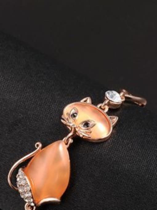Rose Gold Adjustable Orange Cat Shaped Opal Bracelet
