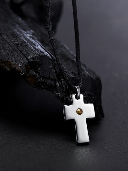 Ronaldo Delicate Cross Shaped Artificial Leather Necklace 3