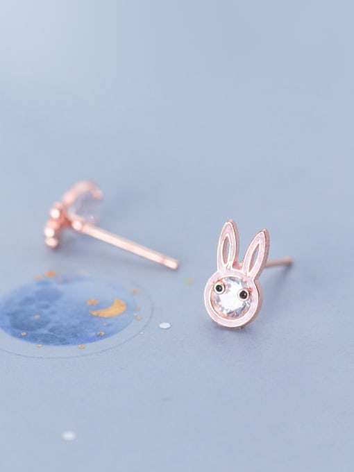 Rosh 925 Sterling Silver With Platinum Plated Cute Asymmetry Rabbit Radish Stud Earrings 2