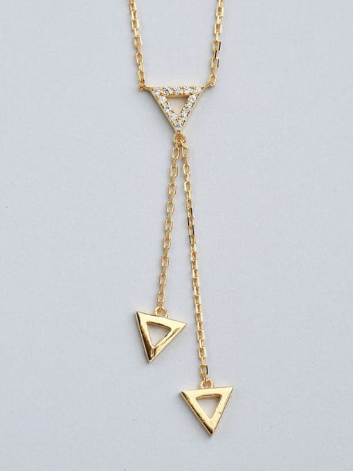 One Silver Gold Plated Triangle Necklace 2