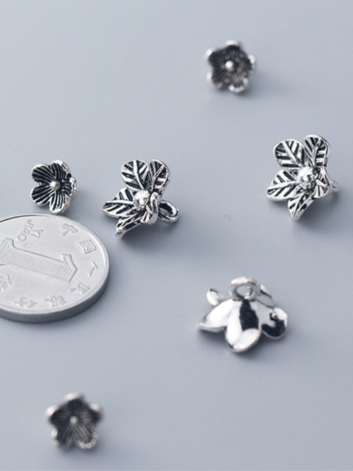 FAN 925 Sterling Silver With Antique Silver Plated  Flower Bead Caps 2