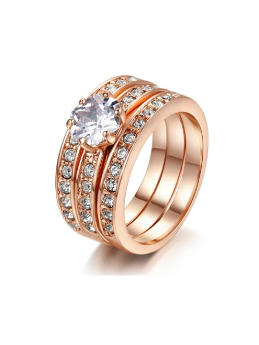 Rose Gold Plated  7.25# Hot Selling Three Color Plated Fashion Ring