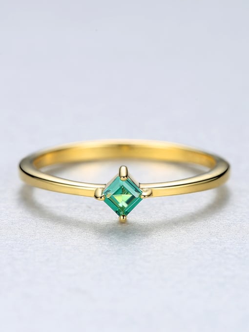 CCUI Sterling silver simple four-claw Emerald semi-precious stone ring 0