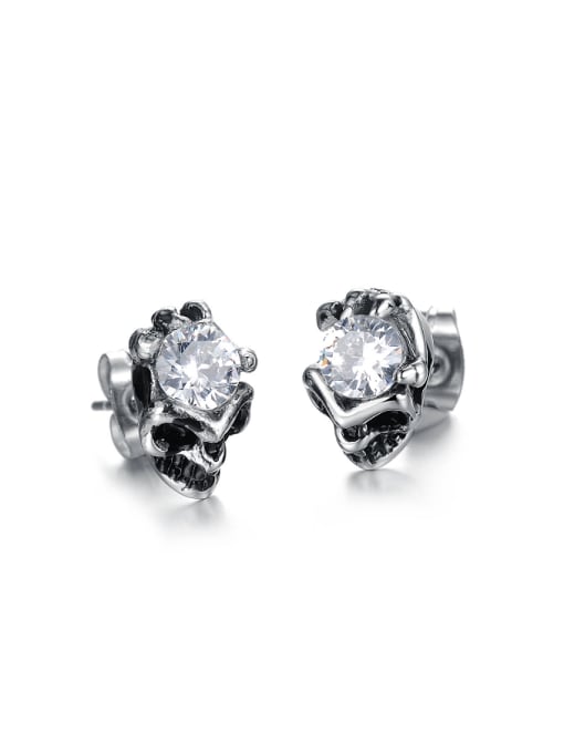 Open Sky Personalized Tiny Skull Rhinestones Stud Earrings 2