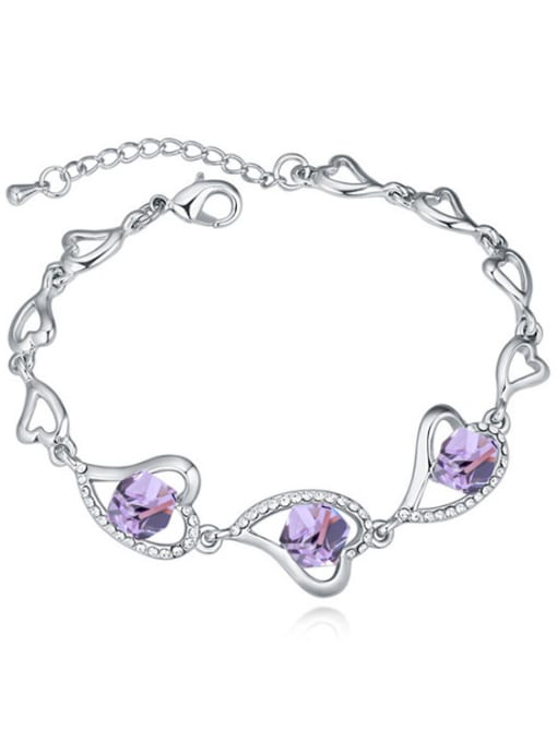 QIANZI Exquisite Hollow Hearts Cubic austrian Crystals Alloy Bracelet 3