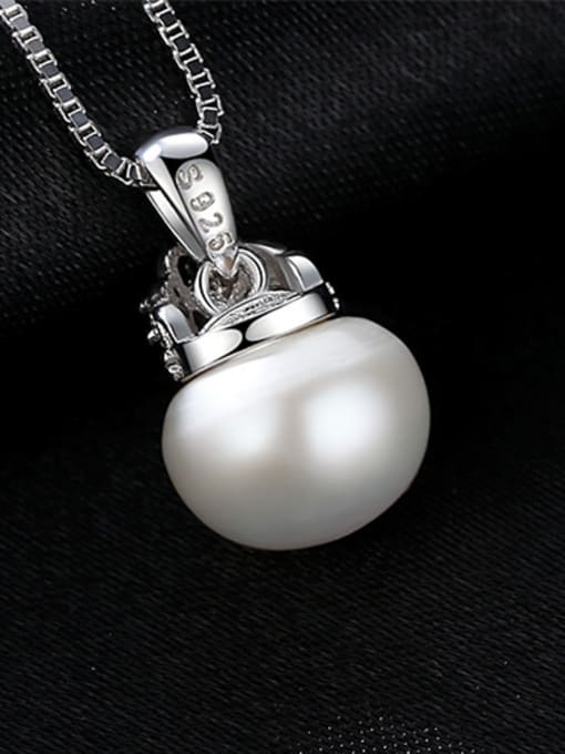 White Sterling Silver AAA zircon 90-95 freshwater pearl necklace