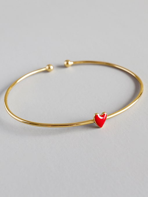 DAKA Pure silver Fashion Red Epoxy Love Gold Plated Bracelet 0