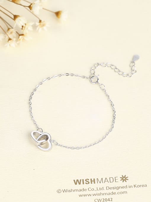 White 925 Silver Double Heart Bracelet