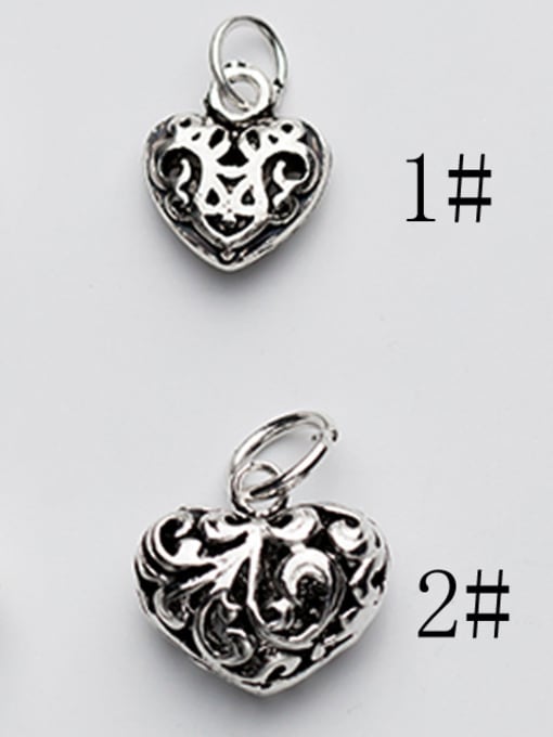 FAN 925 Sterling Silver With Antique Silver Plated Personality Heart Charms 2