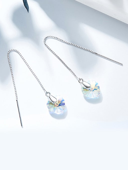 CEIDAI Simple Heart shaped austrian Crystal Line Earrings 2