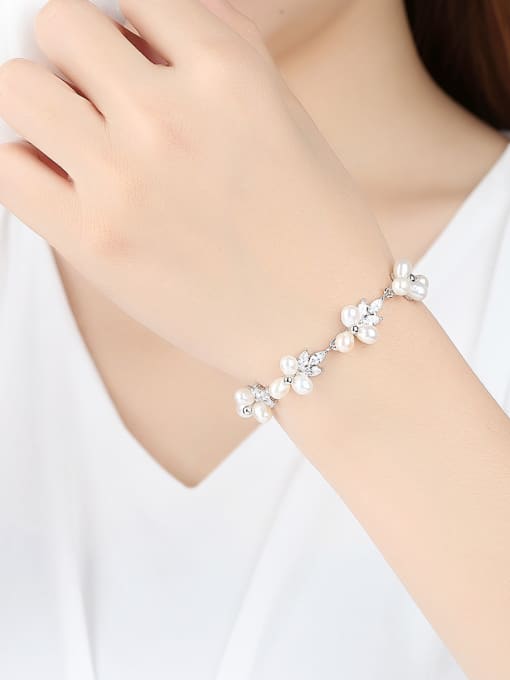 BLING SU AAA zircon mosaic freshwater pearl Fashion Bracelet 3