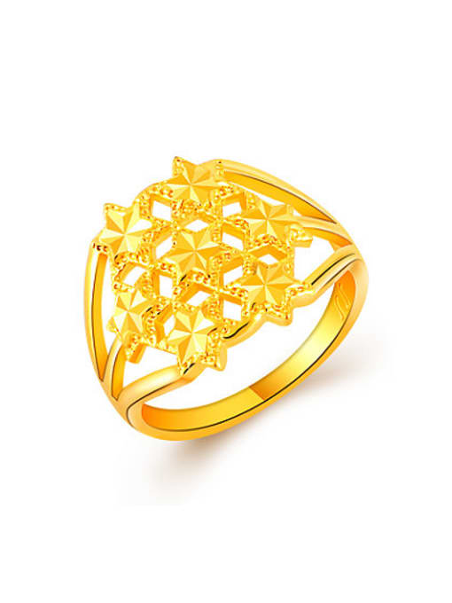 Yi Heng Da High Quality Hollow Star Shaped 24K Gold Plated Ring 0