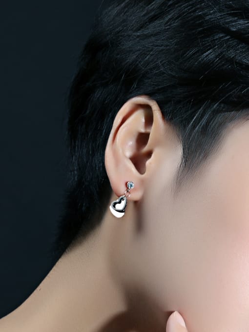 Open Sky Fashion Rhinestones Heart-shaped Titanium Earrings 1
